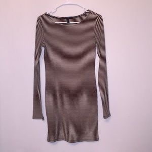 Semi Fitted Cream and Black striped dress